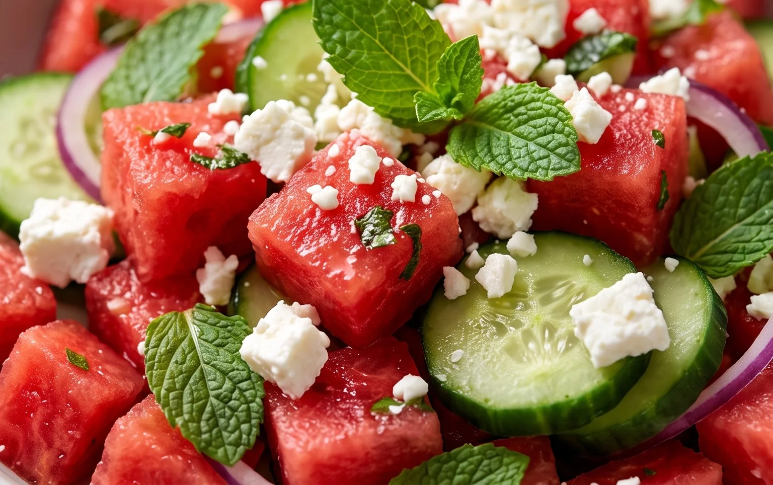 Watermelon Salad with Cucumber and Feta