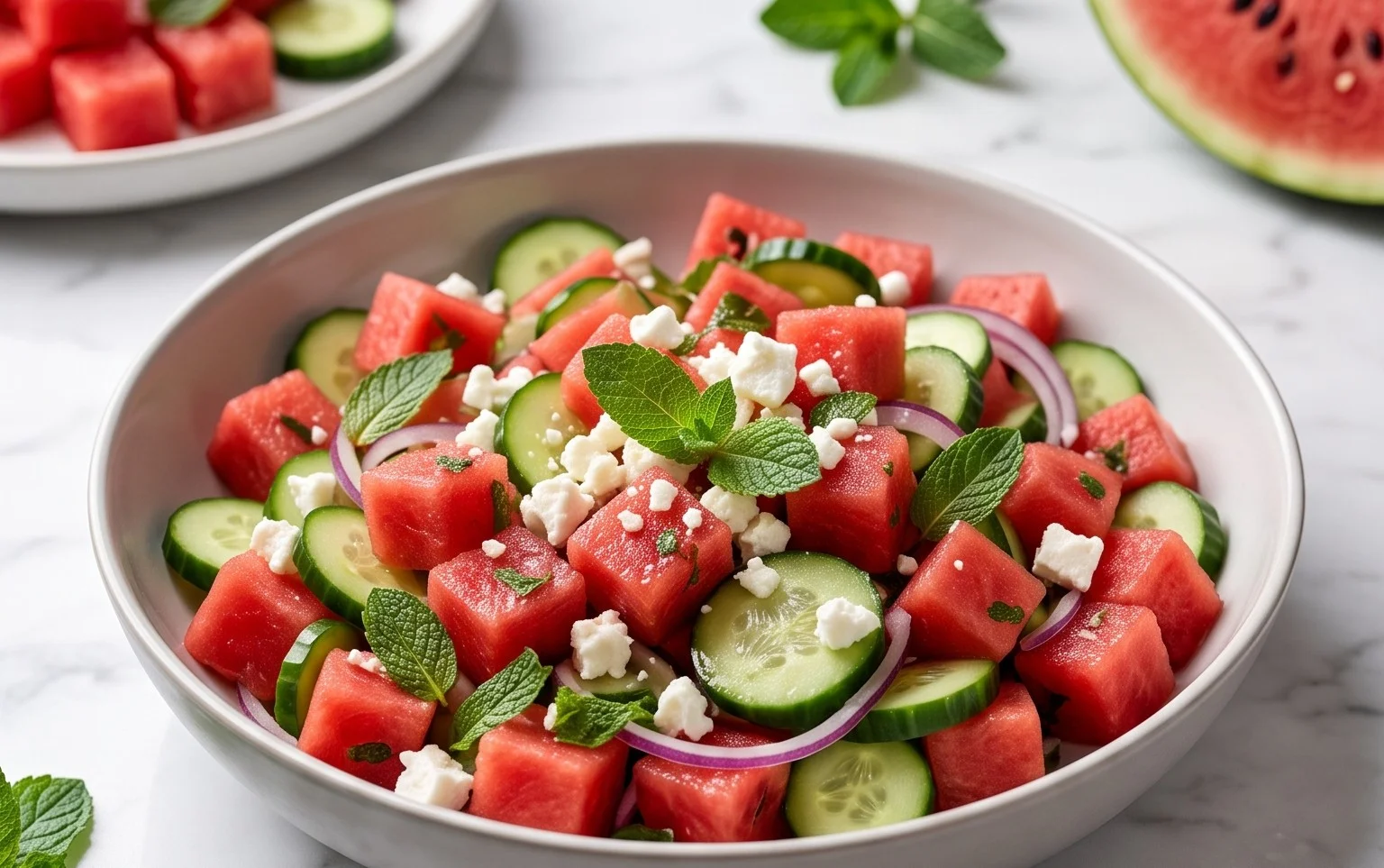 Watermelon Salad with Cucumber and Feta