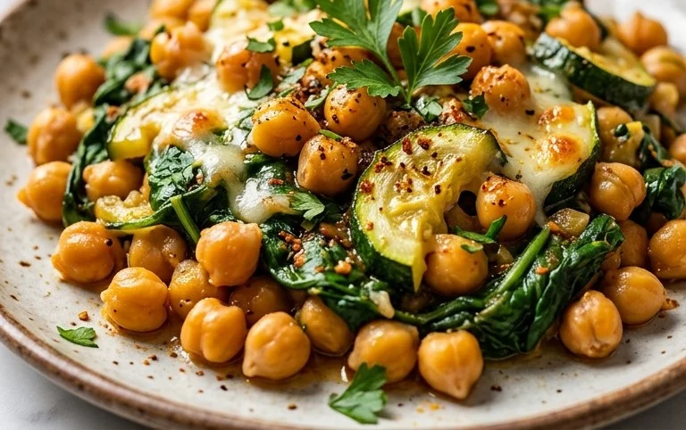 Spinach Zucchini Chickpea Bake