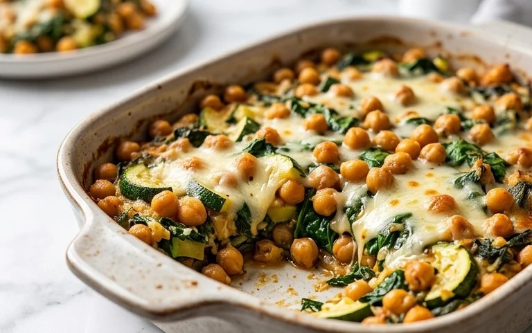 Spinach Zucchini Chickpea Bake